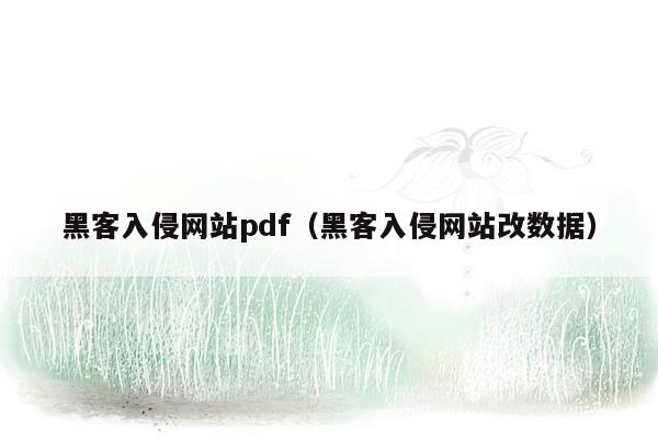 黑客入侵网站pdf（黑客入侵网站改数据）