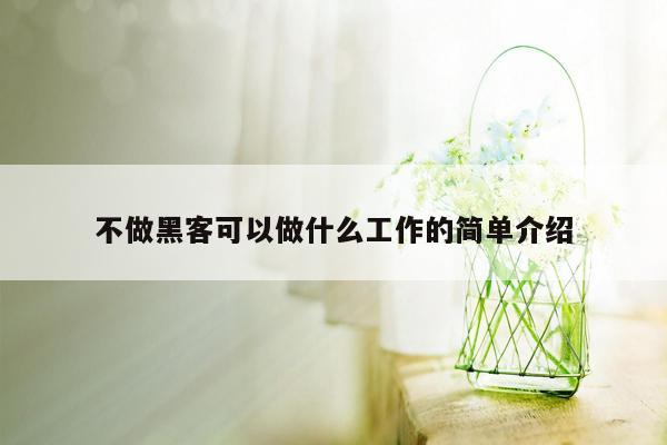 不做黑客可以做什么工作的简单介绍