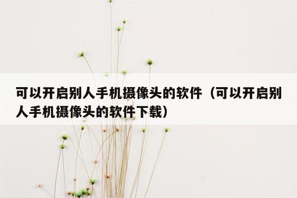 可以开启别人手机摄像头的软件（可以开启别人手机摄像头的软件下载）