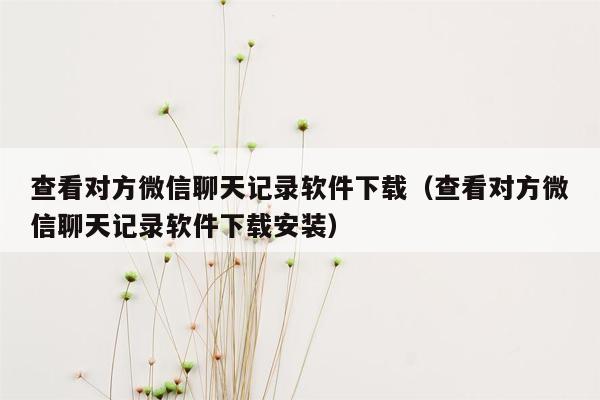 查看对方微信聊天记录软件下载（查看对方微信聊天记录软件下载安装）